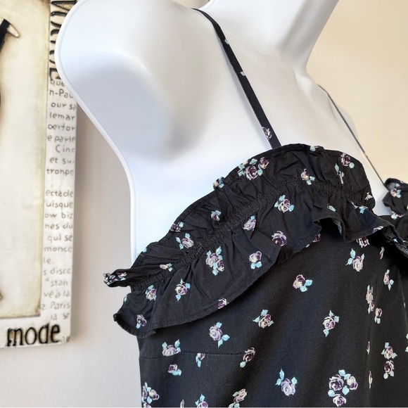 Who What Wear Black Floral 100% Cotton Maxi Dress Size M - Picture 6 of 11